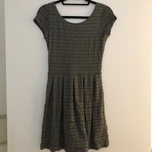 Aqua Scallop Detail Gray Dress, Scoop back, Size S